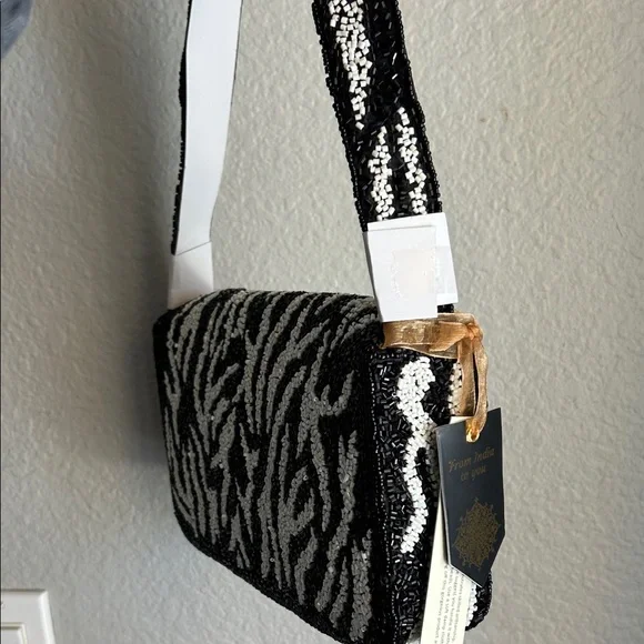 “From India to You” Zebra Beaded Shoulder Bag - (Viral TJ Maxx / Marshall’s Bag) - Picture 5 of 5